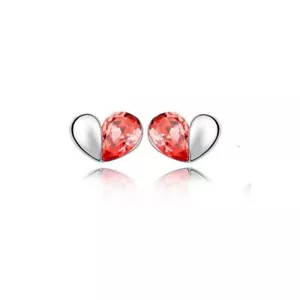 Pendientes de tachuelas corazón de amor naranja fuego cristal plata joyería regalo Reino Unido - Imagen 1 de 4