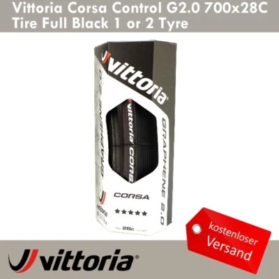 Vittoria Corsa Control G2.0 700x28C Clincher Bike Reifen 320TPI Schwarz Tyre - Bild 1 von 3