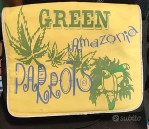 Borsone a tracolla Amazzonia pappagalli canapa due sezioni + antifurto zip strap - Foto 1 di 3