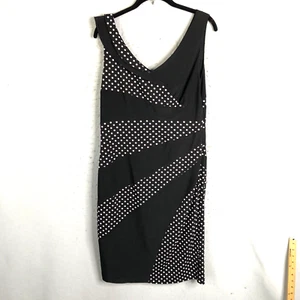 Frank Lyman Dress Womens 12 Black White Polkadot Slinky Travel Knit Stretch - Picture 1 of 19