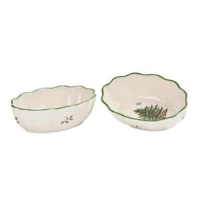 Spode Christmas Tree Fluted Oval Dishes - Set of 2 - Picture 1 of 4