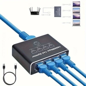 1000Mbps Ethernet Splitter Adapter RJ45 Cable LAN Network Internet 1 IN 4 Out - Picture 1 of 14