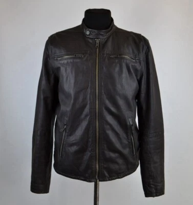 Men's Superdry Leather Jacket Long Sleeve Full Zip Size XX-Large - Image 1 of 4