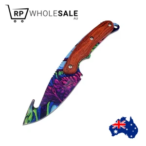 Purple Stainless Steel Tactical Fixed Blade Hunting Gut hook Knife Fishing - Picture 1 of 1