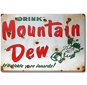 Mountain Dew Sign Metal Soda VINTAGE LOOK Tin SIGN RETRO SODA Bottle Plaque - Picture 1 of 4