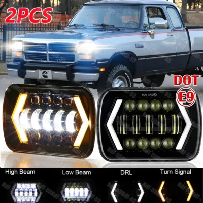 Faro LED 2x100W 5x7" 7x6 haz alto/bajo DRL para Dodge Ramcharger 1988-1990 Foto 1 de 4