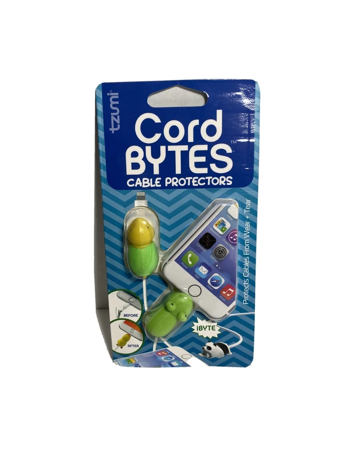 Tzumi Cord Bytes Cable Protectors 2pk - Turtle & Frog NIP  - Image 1 of 3