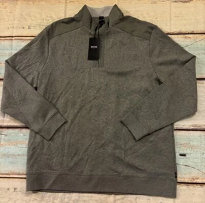 New HUGO BOSS SIDNEY 56 Men's Gray Pullover Sweater 1/4 ZIP Size 3XL XXXL - Picture 1 of 12