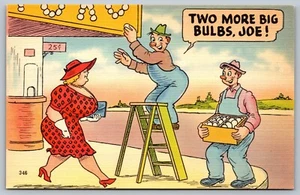Tarjeta Postal Humor Mujer Tetona Dos Bombillas Grandes Más Please Joe Años 30 Lino L1 - Imagen 1 de 2