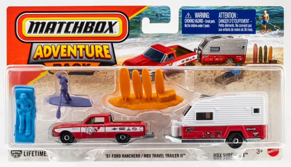 2025 Matchbox Adventure Pack MBX Surfing II | '61 Ford Ranchero | Travel Trailer - Image 1 of 1