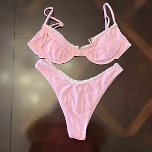 Traje de baño push up bikini rosa encaje/volantes grande 8-10 envío rápido - Imagen 1 de 8