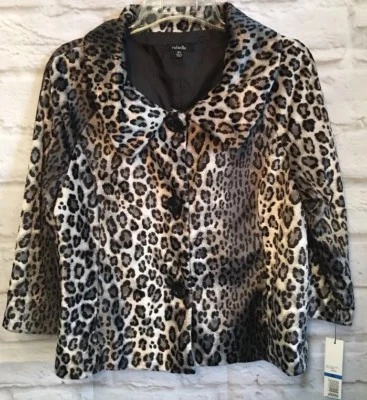 Chaqueta para mujer Rafaella XL estampado de guepardo cuello grande imitación piel Topper A16 Foto 1 de 4