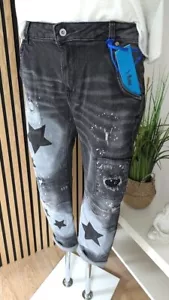❤️ Sexy S. Woman Baggy Boyfriend Jeans Sterne Print H8499 - Bild 1 von 9