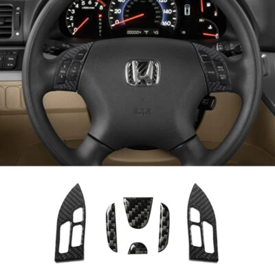 6Pcs Carbon Fiber Steering Wheel Button Cover Trim For Honda Odyssey 2005-2010 Foto 1 de 4