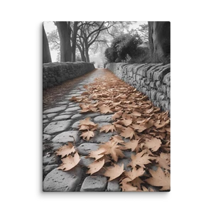 Gefallene Blätter Weg Leinwand - Herbst Wald Fotografie Wandbild - Bild 1 von 40