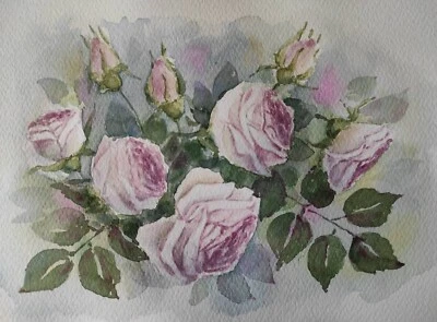 Pintura Original Obra Moderna Flor ROSA ROSA Arte Floral Pared Regalo Firmado A5 Foto 1 de 4