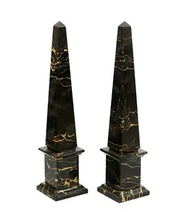 Obelisco Classico in Marmo Nero Portoro Black Italian Marble Obelisk H 40cm - Imagen 1 de 1