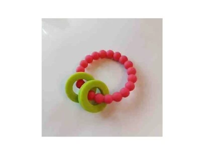 Anillo de dentición de silicona para bebé Chewb...™ anillo rosa para bebé y bandas Chartreuse Foto 1 de 3