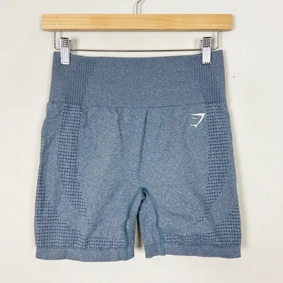 Gymshark Vital 女式无缝骑行短裤希瑟蓝色中号 — 第 1/4 张图片