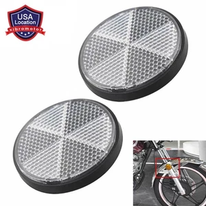 2x Round Clear Plastic Reflectors Universal For  Motorcycles ATV Bikes Dirt Bike - Picture 1 of 15