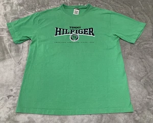 Camiseta Tommy Hilfiger Para Hombre XL Verde Deletrear Estampado Gráfico De Colección Años 90 - Imagen 1 de 7
