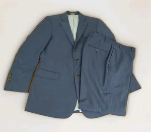 Brooks Brothers Fitzgerald Fit "Explorer" SUIT Mens US 38R Blue Wool Blend 33x30 - Bild 1 von 11