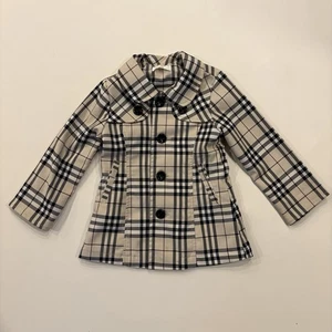 Gabardina tartán - Chaqueta de longitud media 4T para niñas - Beige a cuadros - Corea - Imagen 1 de 12
