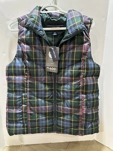 L.L. Bean Puffer Vest Women’s M Plaid Goose Down Insulated - Picture 1 of 3