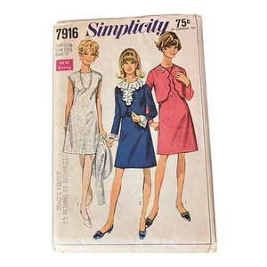Simplicity Pattern 7916 Dress Jacket Ruffle Collar Half Size 14.5 Bust 37 Uncut - Picture 1 of 5