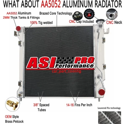 For 1997 1998 1999 Dodge Dakota Durango 3.9L 5.2L 5.9L Aluminum 2 Row Radiator Foto 1 de 4
