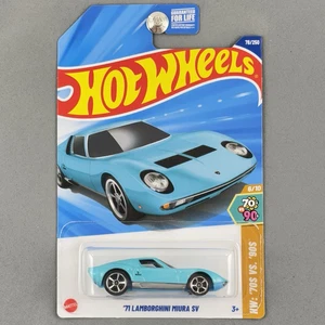 Hot Wheels '71 Lamborghini Miura SV Albero del Dollaro Turchese Colore Esclusivo - Foto 1 di 10