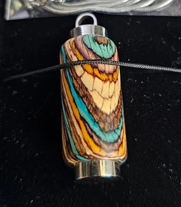 Cremation Jewelry Urn Ashes 20in Stainless  Necklace Waterproof Wood Pendant New - Picture 1 of 2