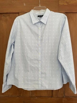 Blusa para mujer Petite Lands End azul pastel a rayas algodón Supima 18P Foto 1 de 4