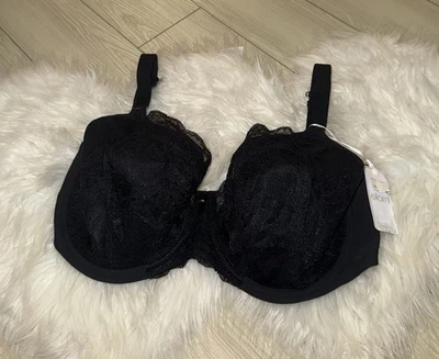 Elomi 8081 Brianna Lightly Lined Balconette Bra Lace Womens US 36K Black New Nwt - Image 1 of 4