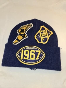 POLO RALPH LAUREN NUEVO AZUL WINGFOOT 1967 GORRO TEJIDO PARCHE SOMBRERO 1 DE 1 - Imagen 1 de 2