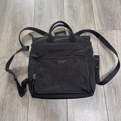NUEVO CON ETIQUETAS - Bolso Mochila Convertible Kate Spade New York Sam Ksnyl Negro Nylon Foto 1 de 4