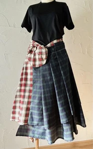 Gonna Comme des Garcons taglia SS tre diverse a quadri rara rosso verde SK1333 - Foto 1 di 6