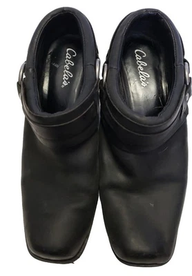 Cabela’s Negro Cuero Hebilla Motociclista Bota Mules Zuecos Mujer Talla 9M Foto 1 de 4