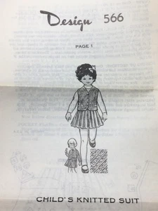 Vintage Versandhaus Design 566 KINDER STRICKANZUG MUSTER Original - Bild 1 von 2