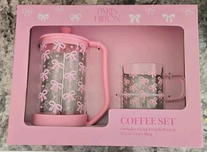 NEW PARIS HILTON PINK BOW HEART COFFEE SET - Picture 1 of 4
