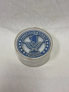 Vintage America's First Federal Beverage Coasters Eagle Stars Crown Plastics 3" - Picture 1 of 7