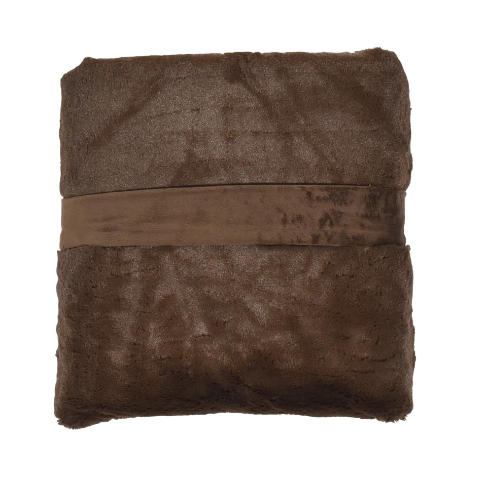 Restoration Hardware Chocolate Brown Plush Fleece 45" x 65" Throw Blanket New - Image 1 of 2