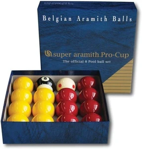 Aramith Pro Cup Red and Yellow 2" Inch Pool Ball Set - Tournament Quality Ball - Picture 1 of 3