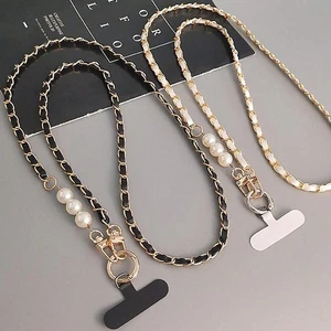 Women's Crossbody Phone Lanyard Strap Case Chain Pearl Neck Shoulder Holder - Picture 1 of 26