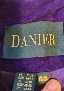 Danier Purple Suede Jacket Womens Medium 10-12 Button Jacket Totally 80s - Picture 1 of 12
