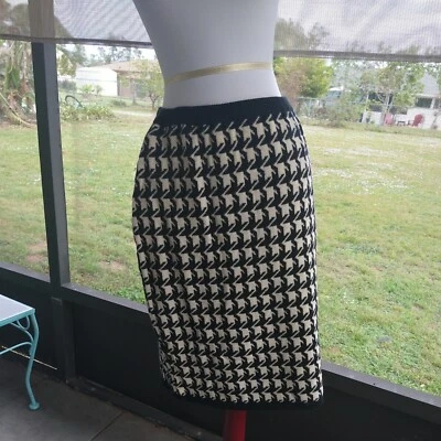 Antiga Saia Adrienne Vittadini 100% Lã Elástica Cintura Reta Xadrez Tamanho Médio - Imagem 1 de 4