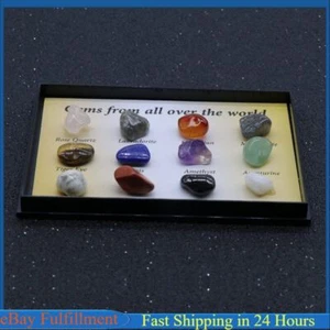 Set of 12 Healing Crystal Natural Gemstone Reiki Chakra Collection Stones Kit US - Picture 1 of 12