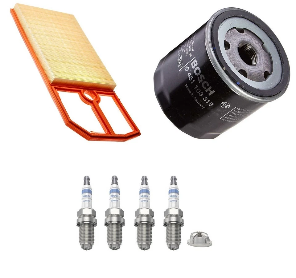 Service Kit Fits VW Seat Skoda 1.4 16v 1.6 16v Bosch Air Oil Filter Spark Plugs - Image 1 of 4