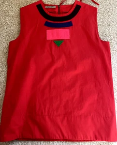 Bottega Veneta rot Baumwolle ärmelloses Top mit Art Deco Stil vorne Italy 42 - Bild 1 von 7
