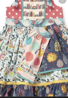 Matilda Jane Talla 10 Carril para Bicicleta Nudo Maravilla Niñas Manzanas Regreso a la Escuela Azul Foto 1 de 4